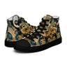 Women's Pure Royal Sneaker with ornate gold and black high-top design, 100% polyester canvas, EVA rubber outsole, stylish lace-up front. DGLOX