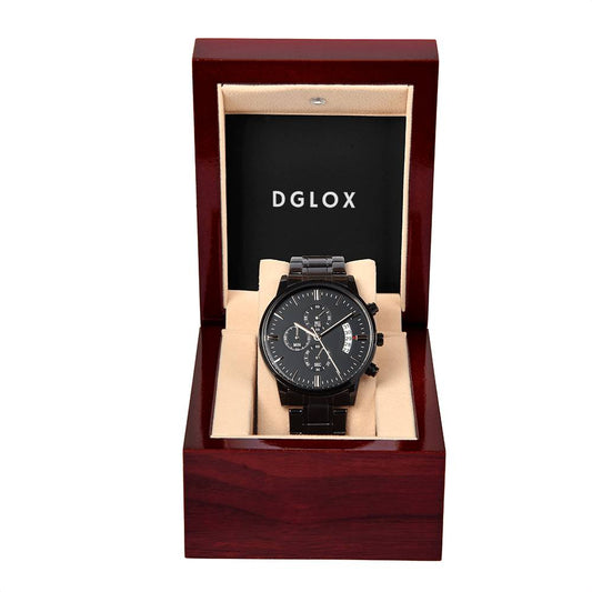 Dglox Black Chronograph Watch